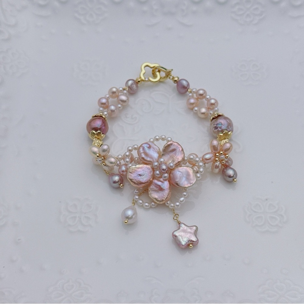 26B179 Handmade Premium Quality Freshwater Baroque Pearl Bracelet 2in1 - Picture 5 of 10
